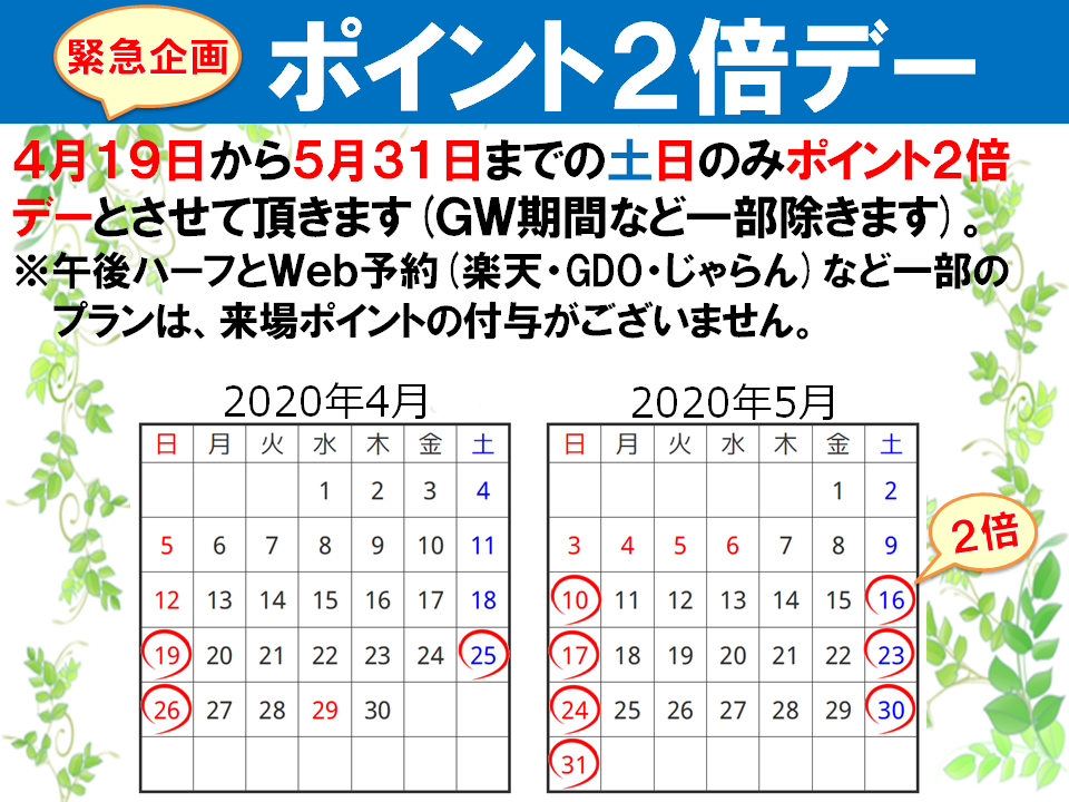 緊急企画！ポイント２倍デーのご案内